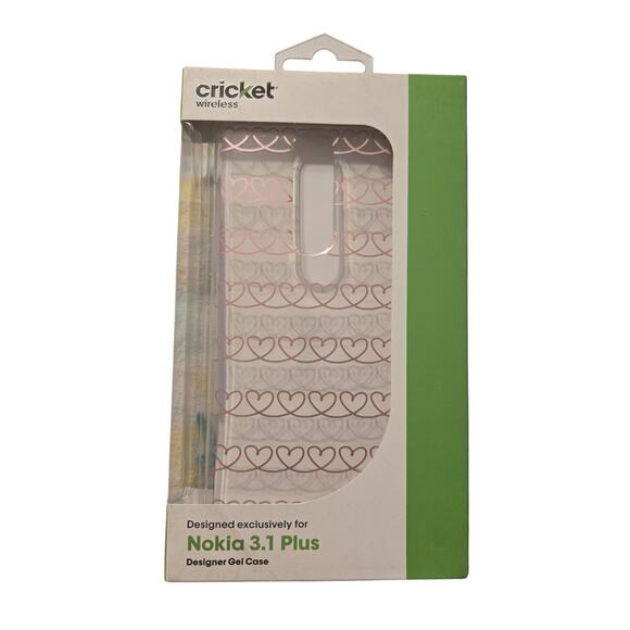 Nokia 3.1 plus phone case clear with hearts - cricket - Picture 1 of 5